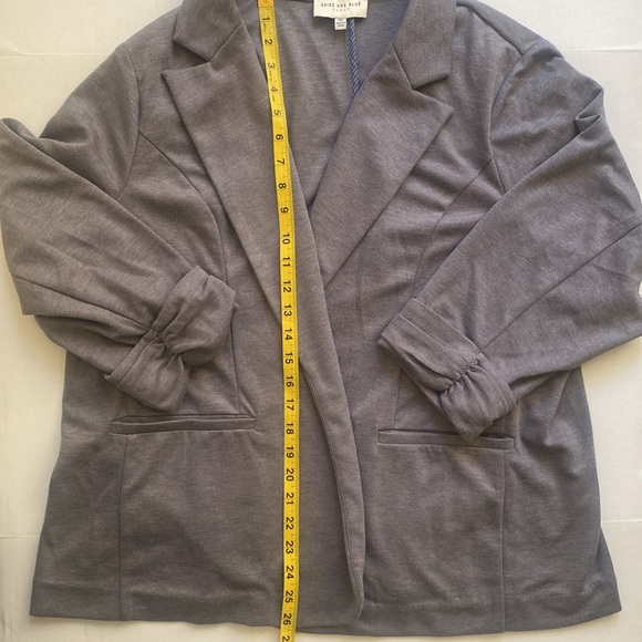 Skies Are Blue Blazer Size 2X Curvy Gray 3/4 Sleeves Comfort Casual Minimalist - Picture 9 of 10